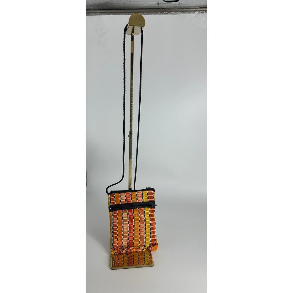 MayaMam Weavers CoOp BOHO Crossbody Bag, Hand Woven, Cotton, Orange/Yellow, NWT